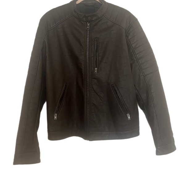 H&M Chocolate Biker Jacket Lined Zippers Moto padded jacket - Picture 1 of 4